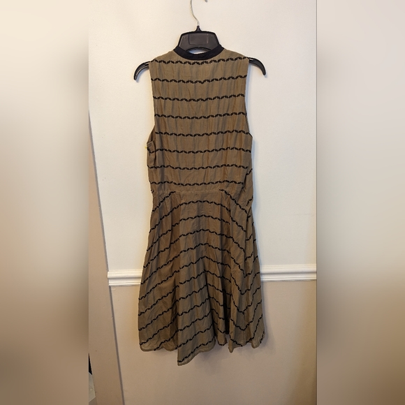 Anthropologie Postage Stamp Fit n Flare Green and Black Button Up Dress Size 10 - Picture 5 of 6
